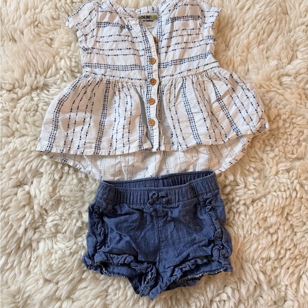 OshKosh B'gosh White and Blue Kids Matching Set